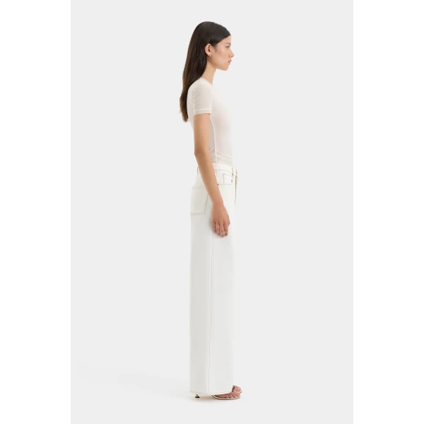 SIR the Label Stella Wide Leg Jean in Washed White | Denim | Luxury Shoes 