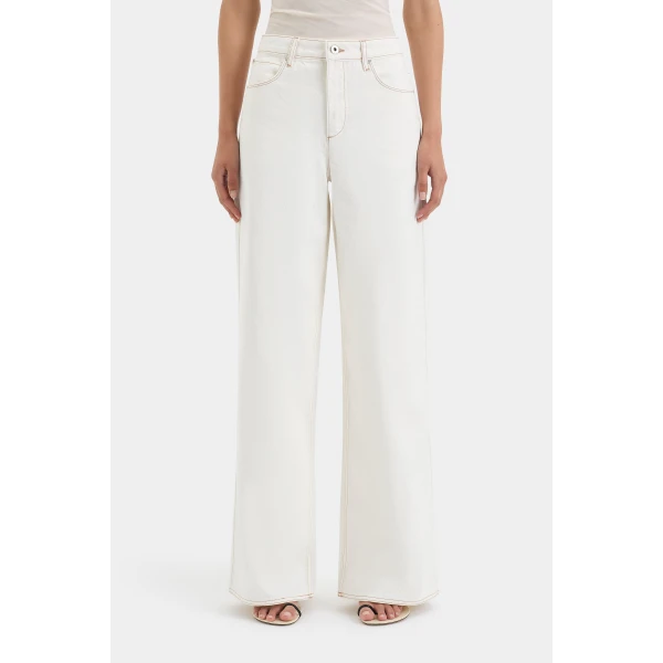 SIR the Label Stella Wide Leg Jean in Washed White | Denim | Luxury Shoes 