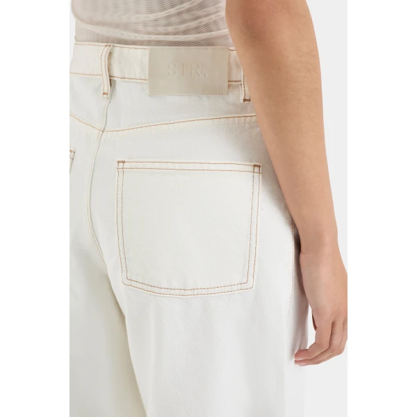 SIR the Label Stella Wide Leg Jean in Washed White | Denim | Luxury Shoes 