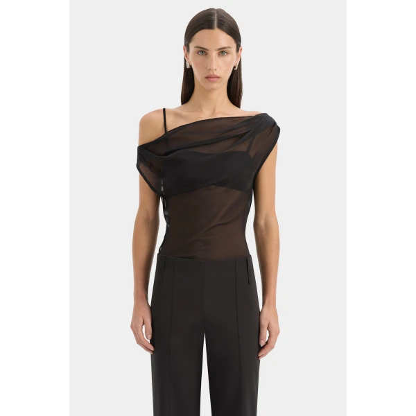 SIR the Label Strobe Cowl Top in Black | Tops | Luxury Shoes 