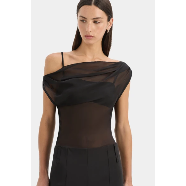 SIR the Label Strobe Cowl Top in Black | Tops | Luxury Shoes 