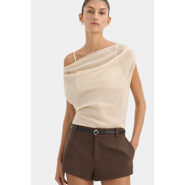 SIR the Label Strobe Cowl Top in Bone | Tops | Luxury Shoes 