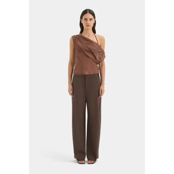 SIR the Label Strobe Cowl Top in Chestnut | Tops | Luxury Shoes 