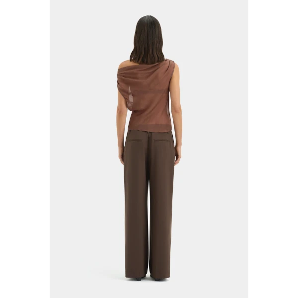 SIR the Label Strobe Cowl Top in Chestnut | Tops | Luxury Shoes 