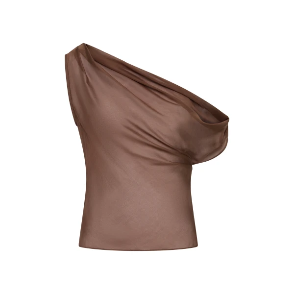 SIR the Label Strobe Cowl Top in Chestnut | Tops | Luxury Shoes 