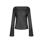 SIR the Label Strobe Long Sleeve Cowl Top in Black SIR the Label Strobe Long Sleeve Cowl Top in Black | Long Sleeve | Luxury Shoes
