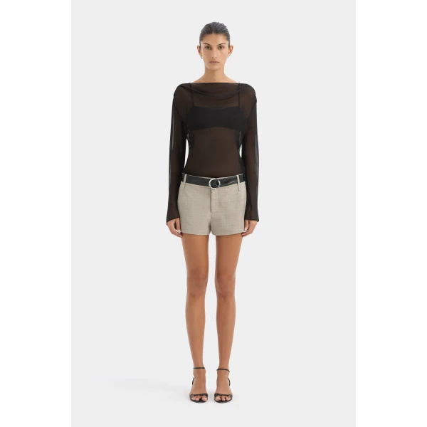 SIR the Label Strobe Long Sleeve Cowl Top in Black | Long Sleeve | Luxury Shoes 