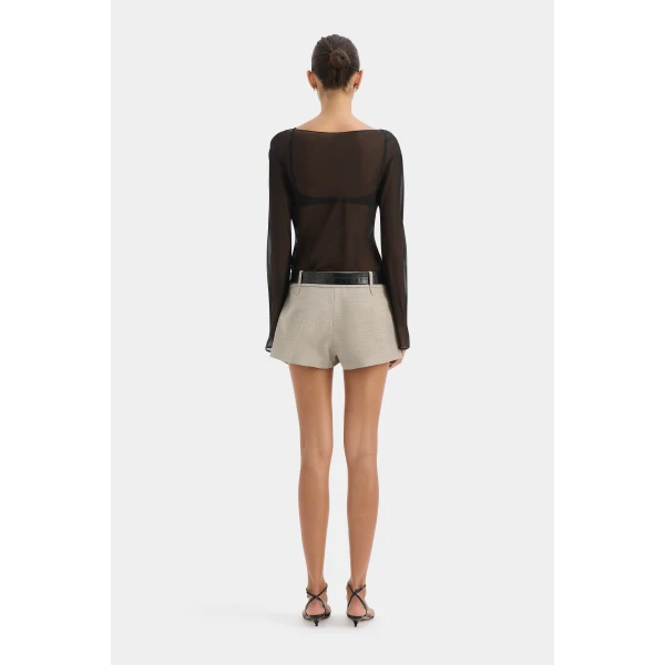 SIR the Label Strobe Long Sleeve Cowl Top in Black | Long Sleeve | Luxury Shoes 