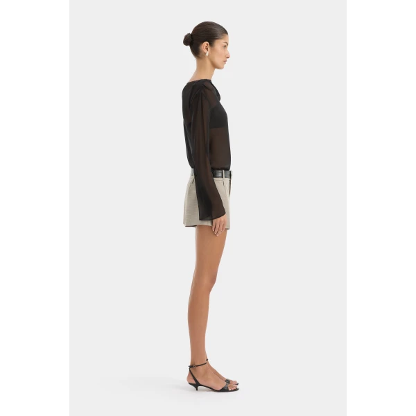 SIR the Label Strobe Long Sleeve Cowl Top in Black | Long Sleeve | Luxury Shoes 