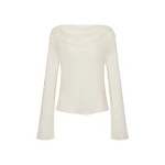 SIR the Label Strobe Long Sleeve Cowl Top in Cream | Long Sleeve | Luxury Shoes 