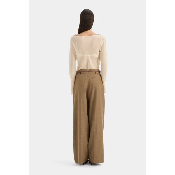 SIR the Label Strobe Long Sleeve Cowl Top in Cream | Long Sleeve | Luxury Shoes 