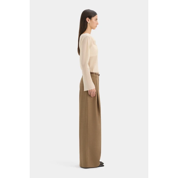SIR the Label Strobe Long Sleeve Cowl Top in Cream | Long Sleeve | Luxury Shoes 