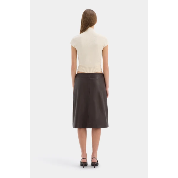 SIR the Label Tomi Wrap Midi Skirt in Dark Choc | Midi Skirts | Luxury Shoes 
