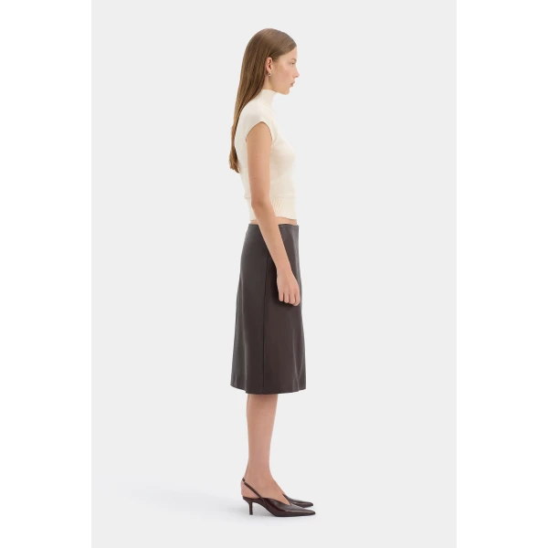 SIR the Label Tomi Wrap Midi Skirt in Dark Choc | Midi Skirts | Luxury Shoes 