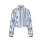 SIR the Label Vester Cropped Shirt in Blue Stripe | Shirts | Luxury Shoes 