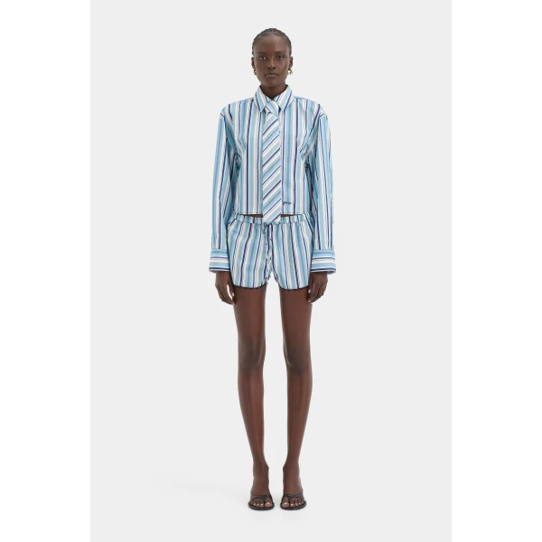 SIR the Label Vester Mini Short in Blue Stripe | Shorts | Luxury Shoes 