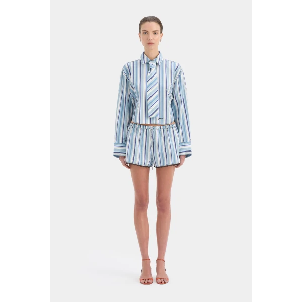 SIR the Label Vester Mini Short in Blue Stripe | Shorts | Luxury Shoes 
