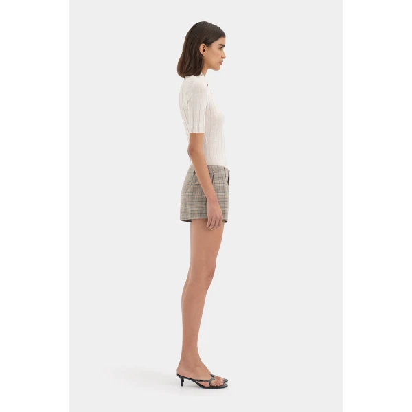 SIR the Label Viona Mini Short in Peach Check | Shorts | Luxury Shoes 
