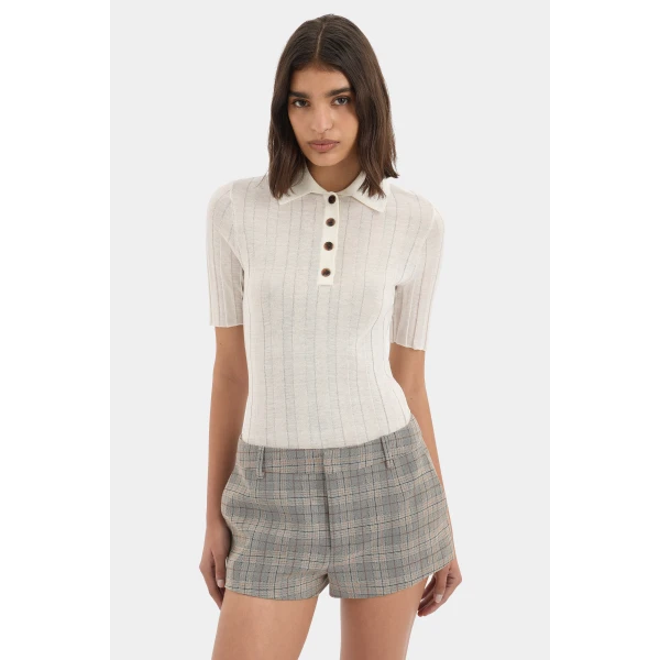 SIR the Label Viona Mini Short in Peach Check | Shorts | Luxury Shoes 