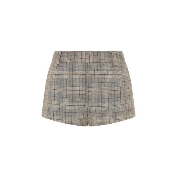 SIR the Label Viona Mini Short in Peach Check | Shorts | Luxury Shoes 