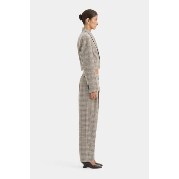 SIR the Label Viona Short Blazer in Peach Check | Blazers | Luxury Shoes 