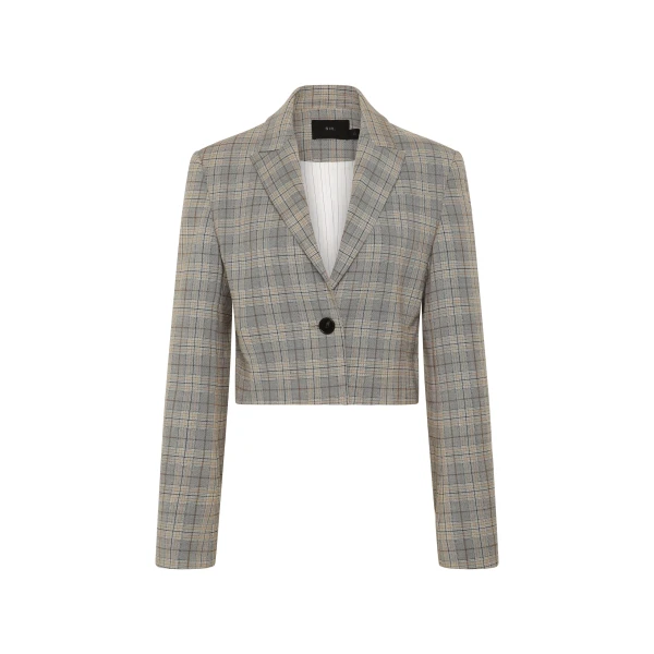 Viona Short Blazer in Peach Check