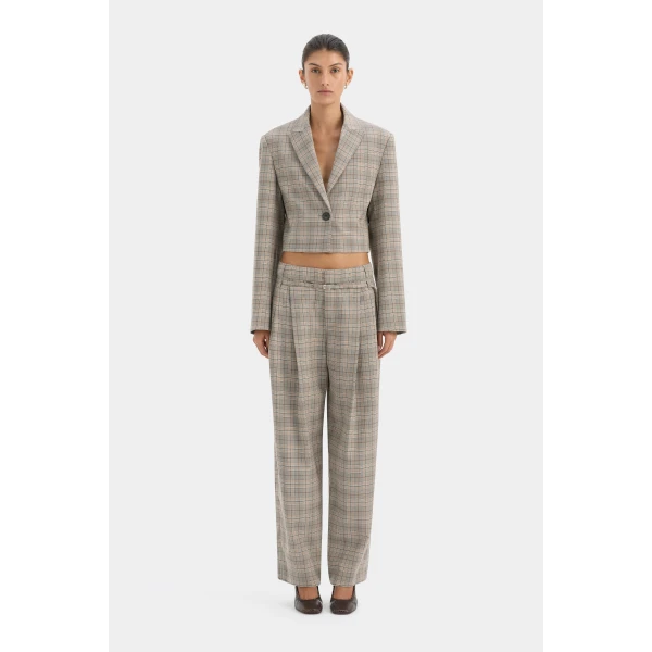 SIR the Label Viona Tailored Pant in Peach Check | Tailored pants | Luxury Shoes 