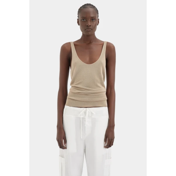 SIR the Label Viroa Cami in Beige Metallic | Camisoles | Luxury Shoes 
