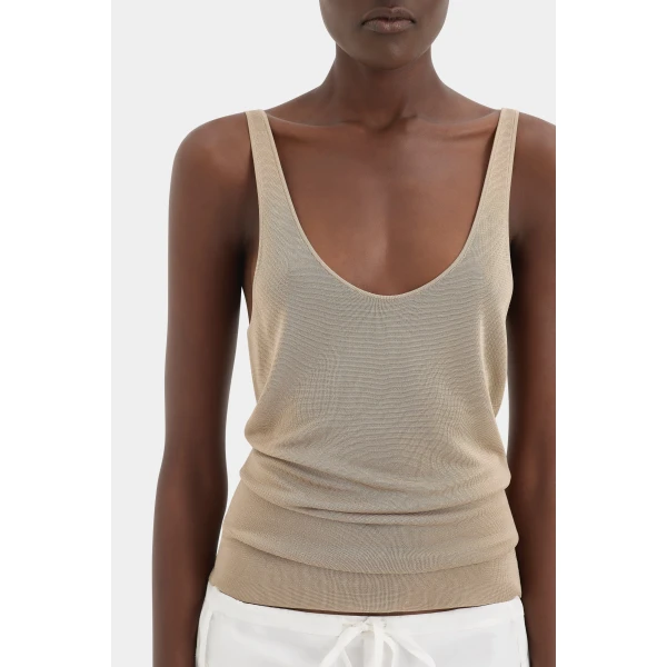SIR the Label Viroa Cami in Beige Metallic | Camisoles | Luxury Shoes 
