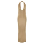 SIR the Label Viroa Knit Maxi Dress in Gold Metallic | Maxi Dresses | Luxury Shoes 