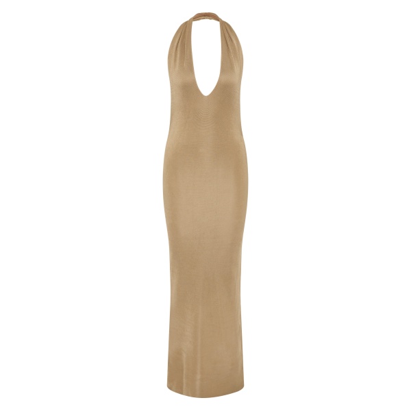 SIR the Label Viroa Knit Maxi Dress in Gold Metallic | Maxi Dresses | Luxury Shoes 