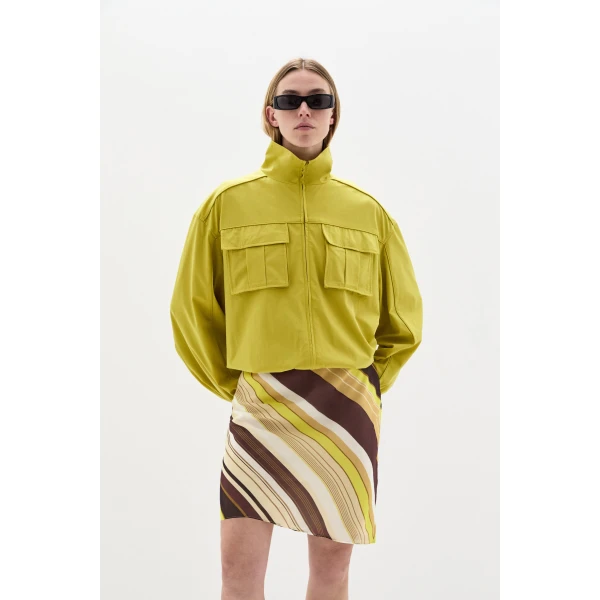 SIR the Label Vivia Skirt in Cafe Lemon Stripe | Midi Skirts | Luxury Shoes 