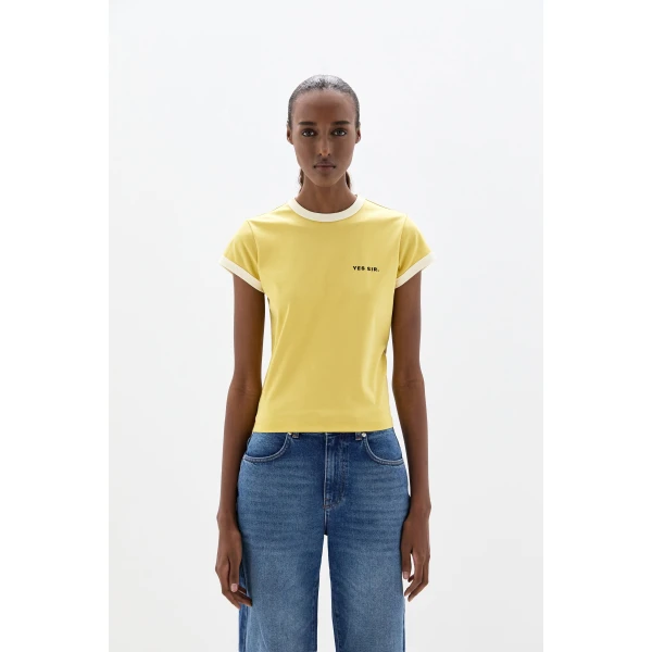 SIR the Label Yes SIR. Fitted Tee in Yellow | T-shirts | Luxury Shoes 