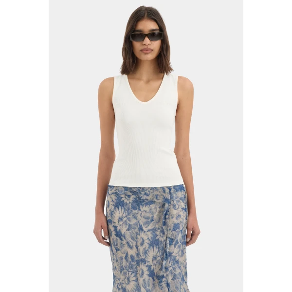 SIR the Label Yes SIR. Ribbed Tank in Ivory | Sleeveless | Luxury Shoes 