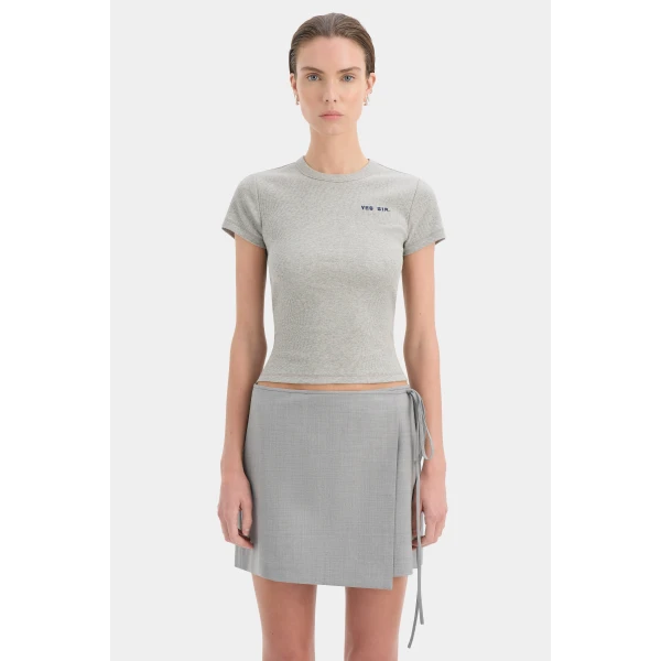 SIR the Label Yes SIR. Ribbed Tee in Grey Marle | T-shirts | Luxury Shoes 