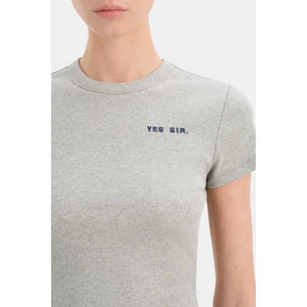 SIR the Label Yes SIR. Ribbed Tee in Grey Marle | T-shirts | Luxury Shoes 