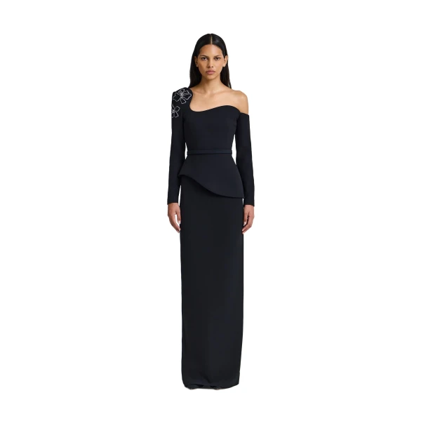 Safiyaa Aime Embroidered Top in Black | Tops | Luxury Shoes 