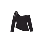 Safiyaa Aime Embroidered Top in Black | Tops | Luxury Shoes 
