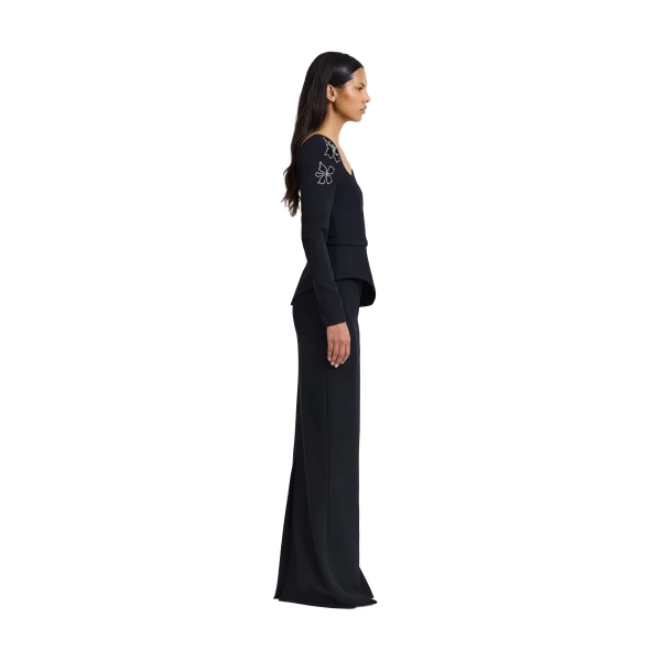 Safiyaa Aime Embroidered Top in Black | Tops | Luxury Shoes 