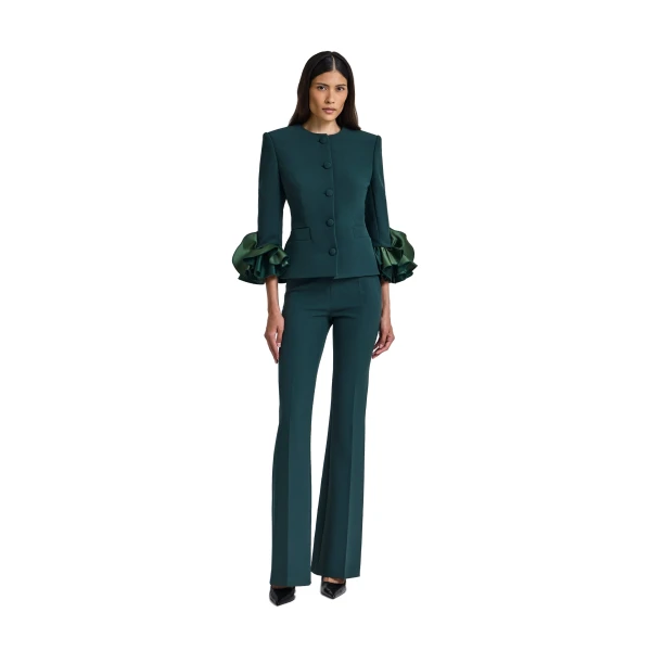 Safiyaa Alexa Trousers in Darkest Spruce | Pants | Luxury Shoes 