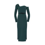 Safiyaa Amia Embroidered Midi Dress in Darkest Spruce | Midi Dresses | Luxury Shoes 