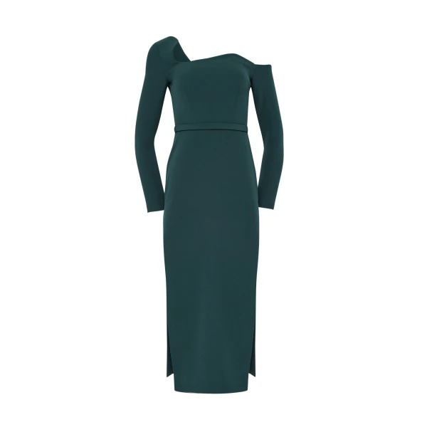Safiyaa Amia Midi Dress in Darkest Spruce | Midi Dresses | Luxury Shoes 