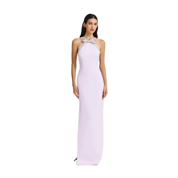 Safiyaa Ardine Embroidered Long Dress in Lilac Snow | Maxi Dresses | Luxury Shoes 