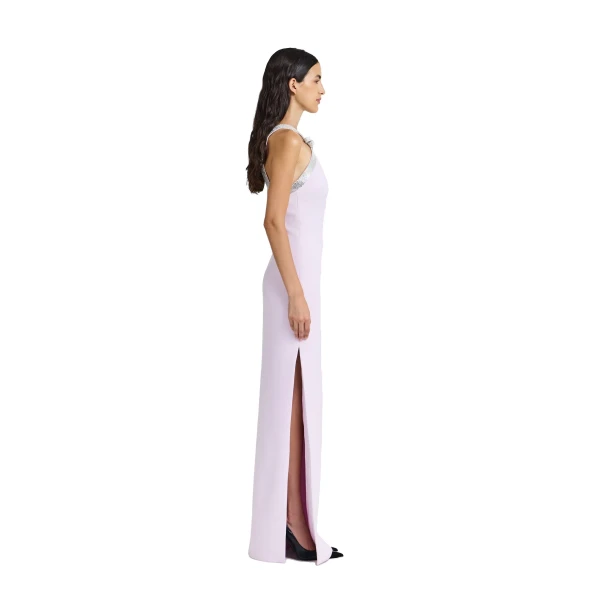 Safiyaa Ardine Embroidered Long Dress in Lilac Snow | Maxi Dresses | Luxury Shoes 