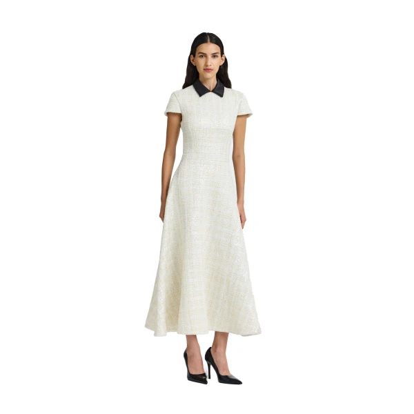 Safiyaa Ascah Midi Dress in Golden Ivory | Midi Dresses | Luxury Shoes 