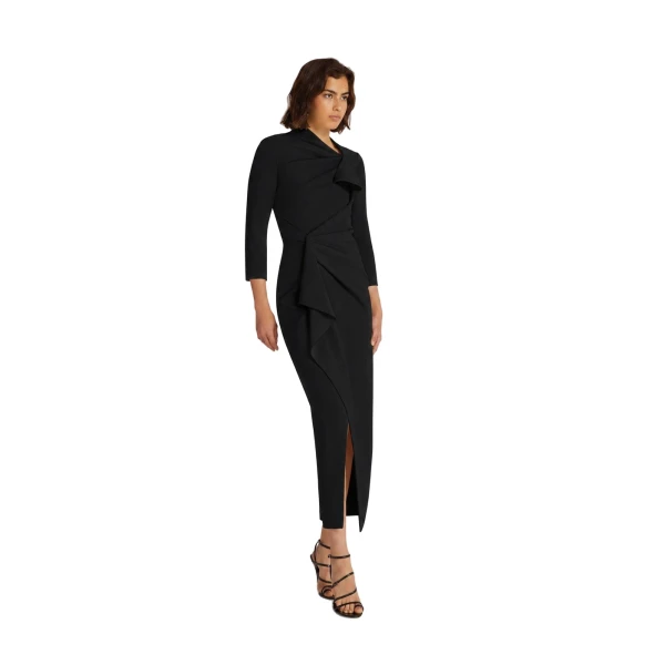 Safiyaa Avery Midi Dress in Black | Midi Dresses | Luxury Shoes 