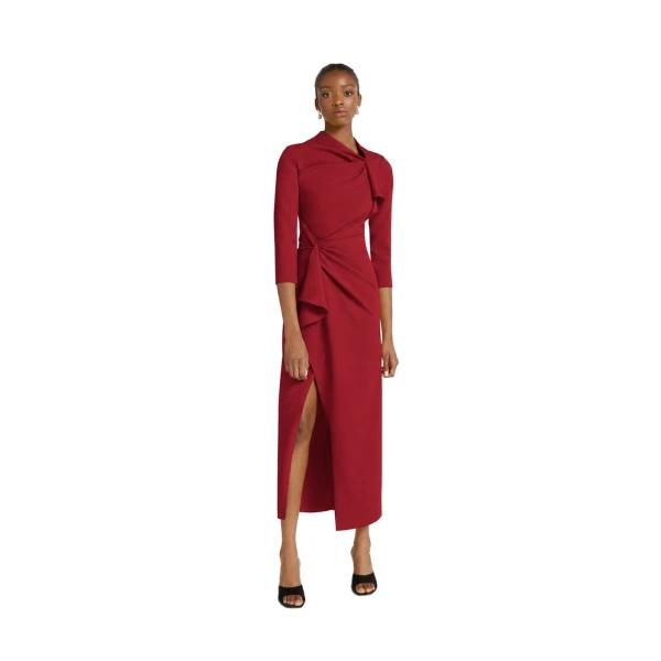 Safiyaa Avery Midi Dress in Rhubarb | Midi Dresses | Luxury Shoes 