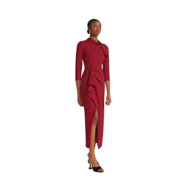 Safiyaa Avery Midi Dress in Rhubarb | Midi Dresses | Luxury Shoes 