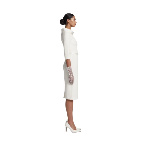 Safiyaa Deja Gloves in Ivory with Crystal Embellishment | Gloves | Luxury Shoes 