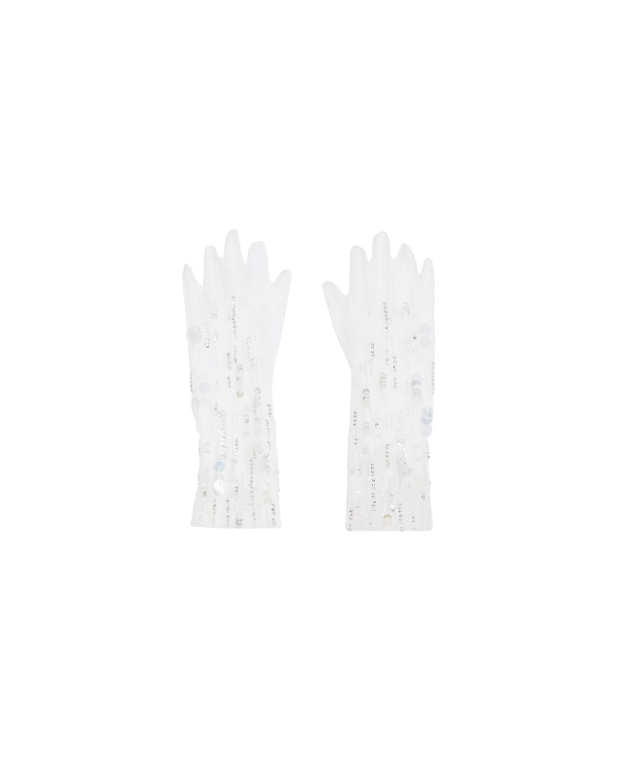 Safiyaa Deja Gloves in Ivory with Crystal Embellishment Safiyaa Deja Gloves in Ivory with Crystal Embellishment | Gloves | Luxury Shoes